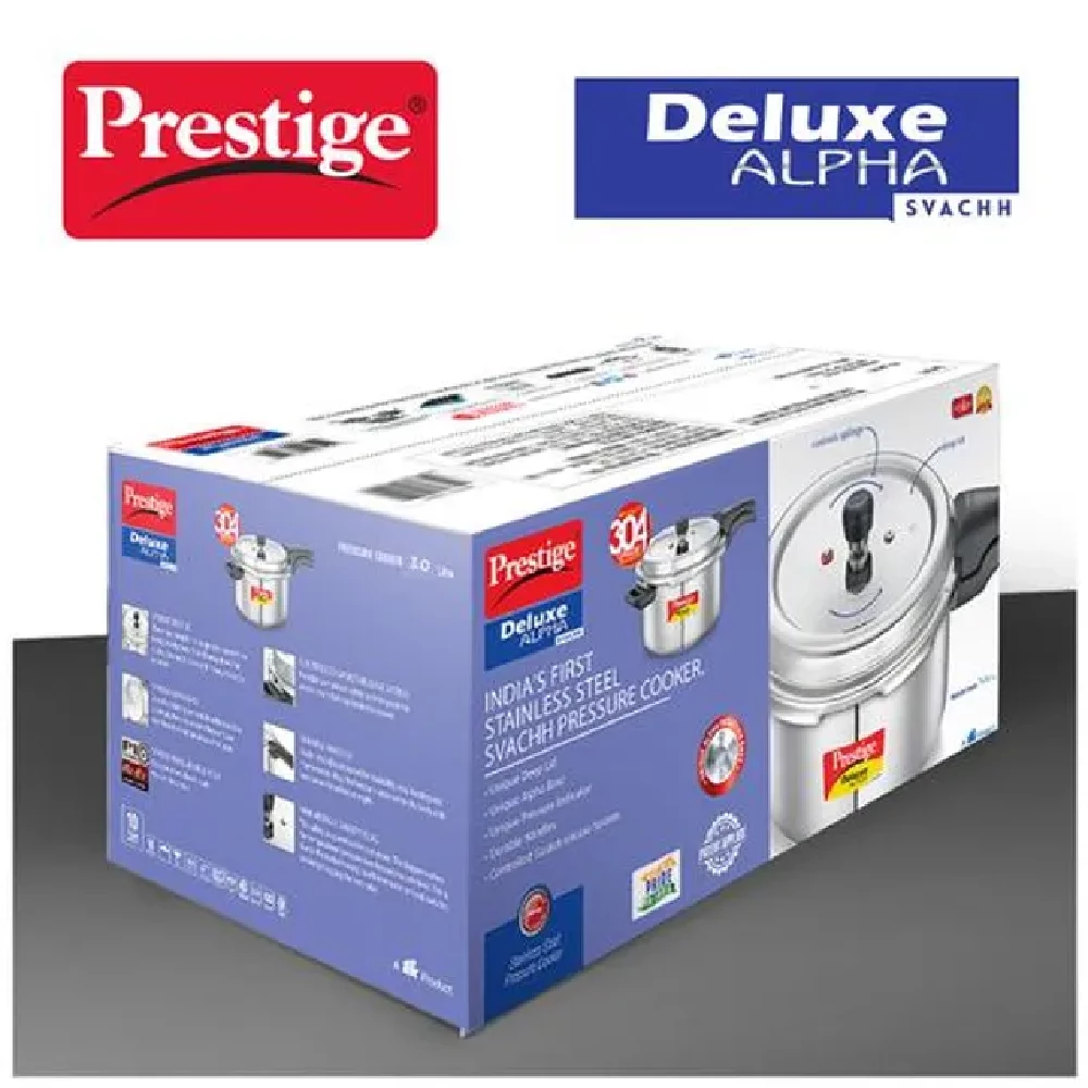 Prestige Deluxe Alpha Svachh Stainless Steel Spillage Control Pressure Cooker - Silver, 3 l-5.webp